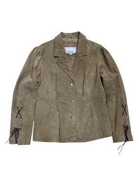 WILSONS LEATHER Suede Luxury Designer Vintage Y2K Tan Jacket Womens Large